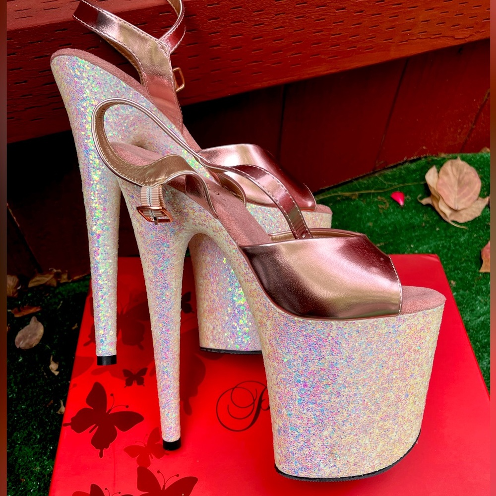 Pleaser Flamingo Glitter High Heels